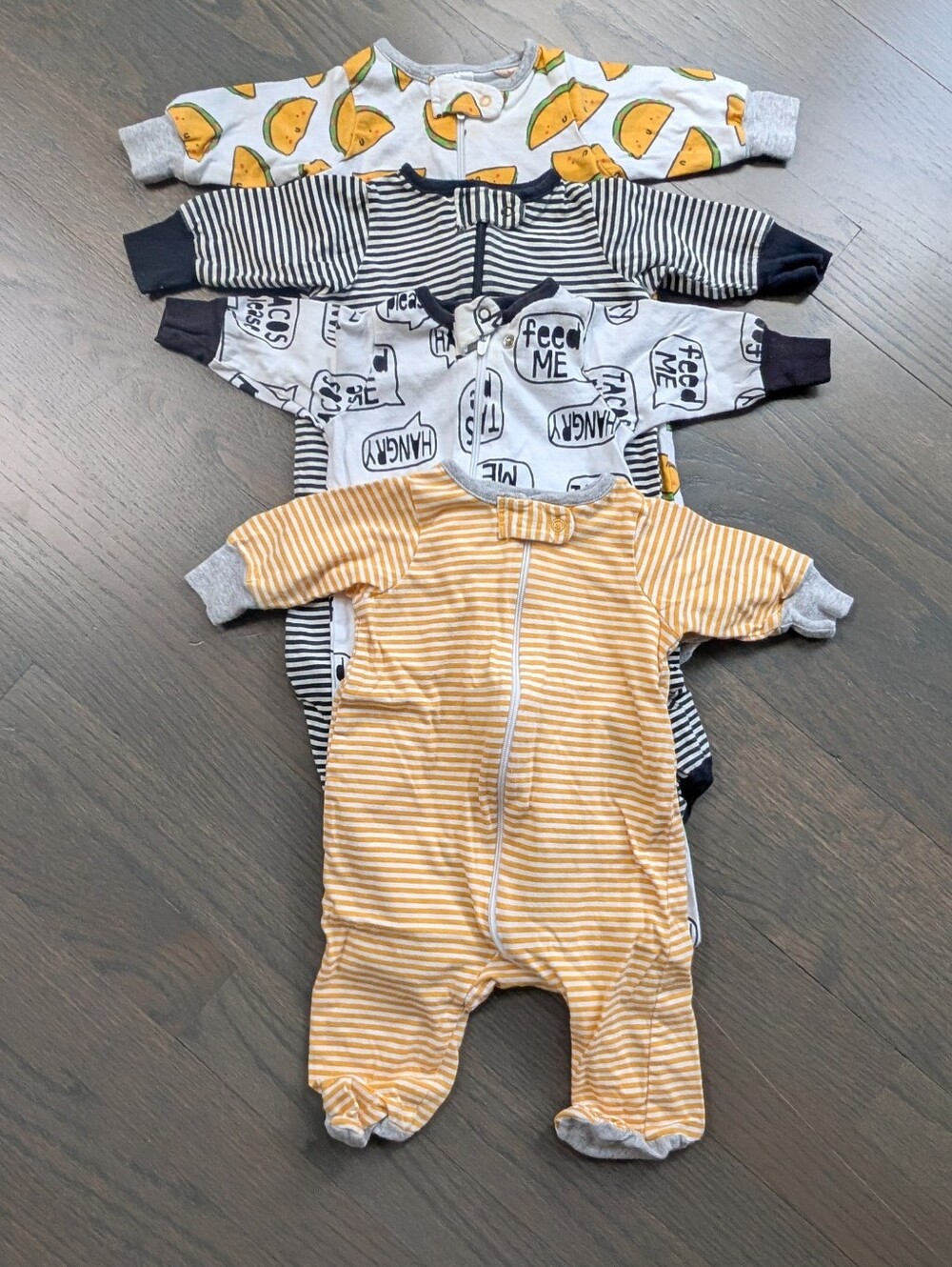 Onesies Baby Boy's 4-Pack Footed Sleep n Play Jumpsuits, Newborn, Tacos
